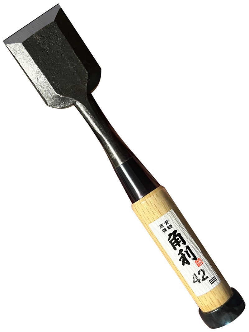 KAKURI Japanese Wood Chisel 42mm (1.65") for Woodworking, Made in JAPAN, Oire Nomi Japanese Woodworking Tool, Sharp Japanese Carbon Steel, White Oak Wood Handle - Image 1